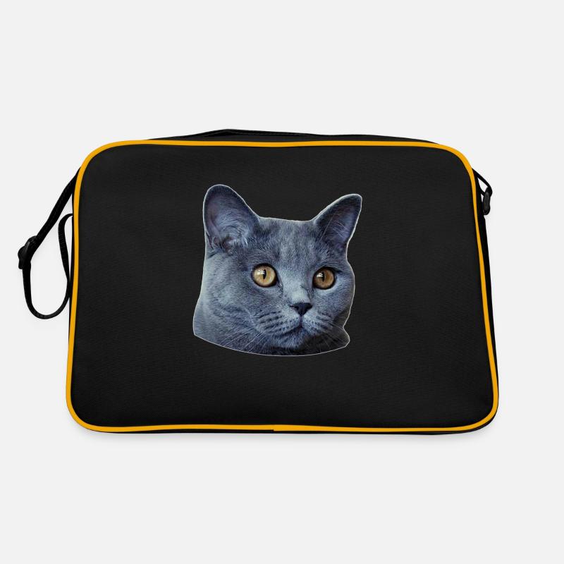 Katzenkopf Poster - Retro Tasche - Schwarz/Gold