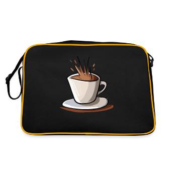 Kaffee Illustration Geschenkidee für Kaffeetrinker - Retro Tasche - Schwarz/Gold - Hinten