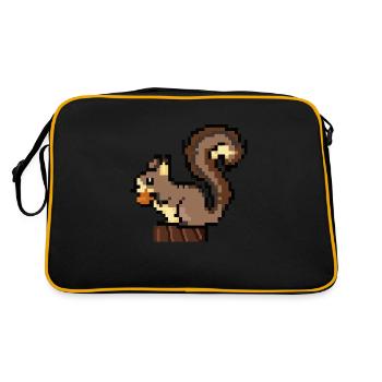 Squirrel Pixel Art Idée cadeau - Sac Retro - noir/or - Dos