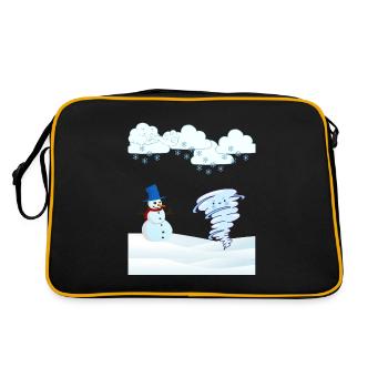 mignon bonhomme de neige d’hiver et vent - Sac Retro - noir/or - Dos