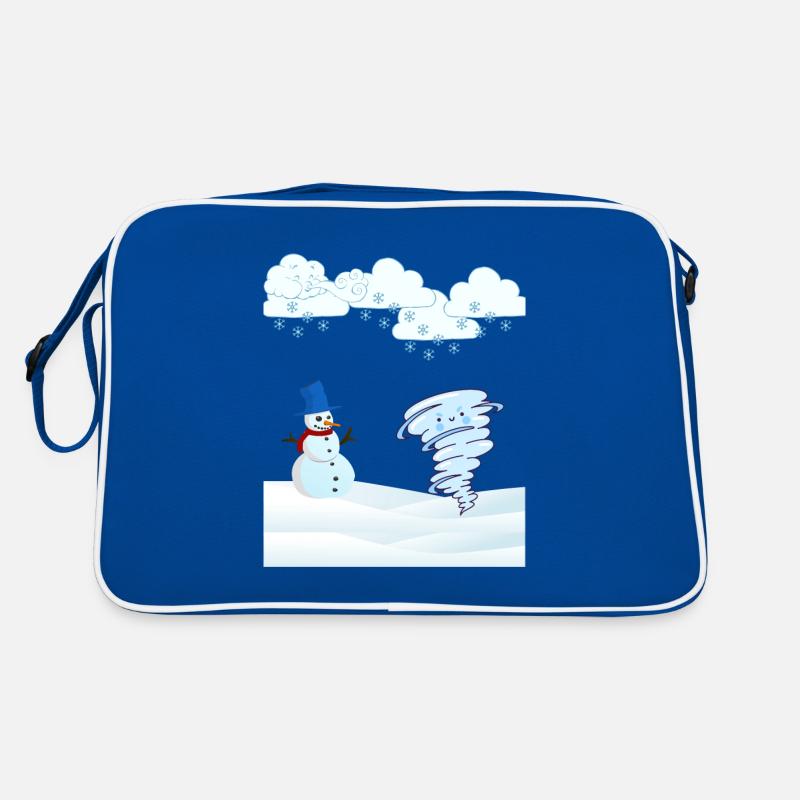 niedlicher Winterschneemann und Wind Retro Tasche
