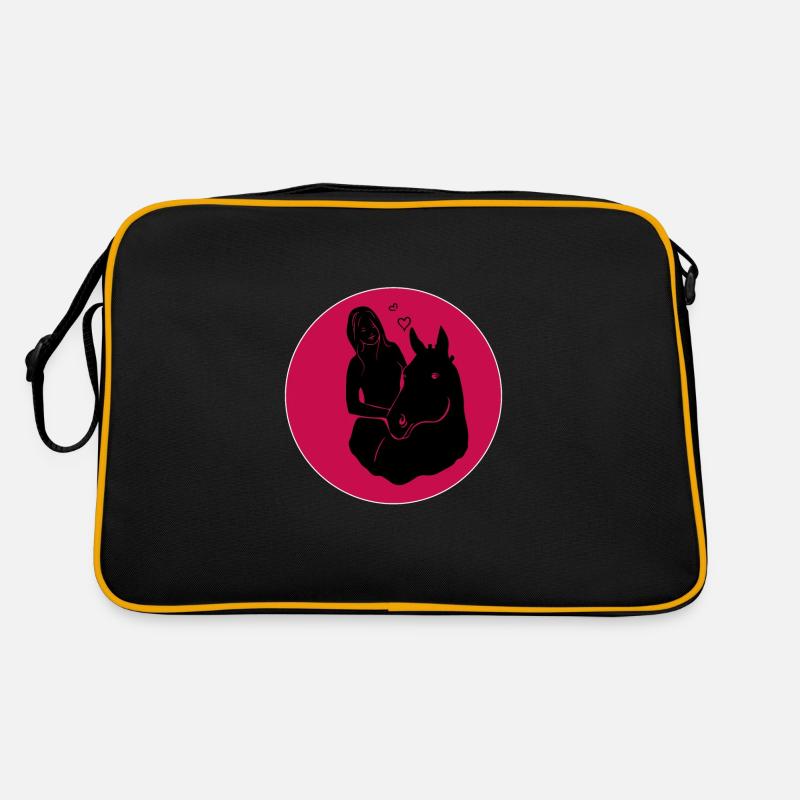 Pferdemädchen Liebe Pferd und Frau Retro Tasche