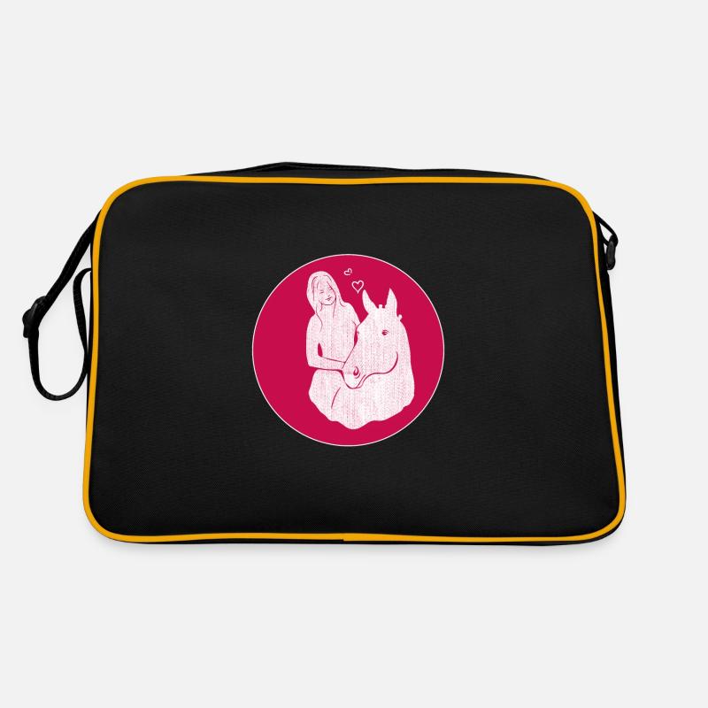 Pferdemädchen Liebe Pferd und Frau Retro Tasche