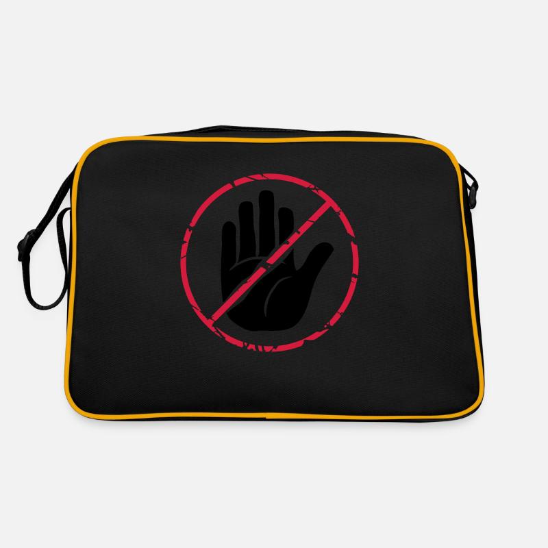 Stop Zeichen Hand durchgestrichen Retro Tasche