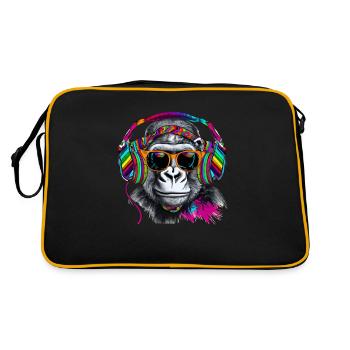 Eye-catcher monkey with headphones and sunglasses - Retro Bag - black/gold - Back
