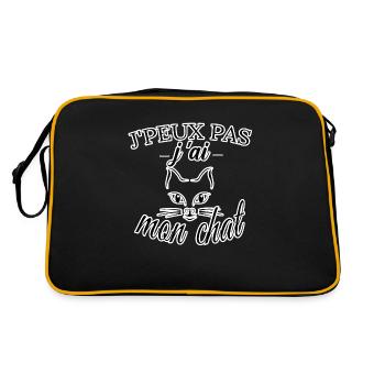 humour chat idées cadeaux J'peux pas j'ai mon chat - Sac Retro - noir/or - Dos