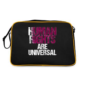Human Rights Qatar Flag Slogan Gift - Retro Bag - black/gold - Back