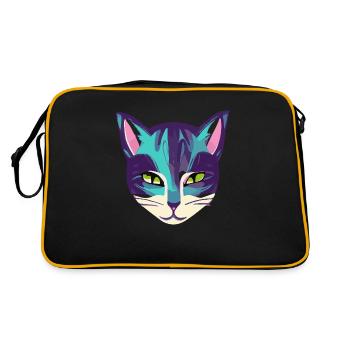 Illustration eines Katzenporträts, Vektor - Retro Tasche - Schwarz/Gold - Hinten