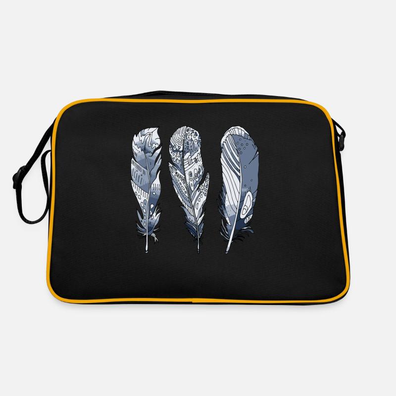 Feder - Retro Tasche - Schwarz/Gold