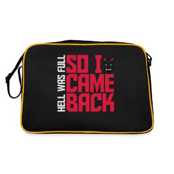 hell was full Zitat - Retro Tasche - Schwarz/Gold - Hinten