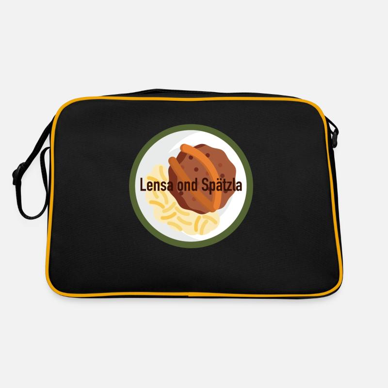 Lensa ond Spätzla Logo - Retro Tasche - Schwarz/Gold