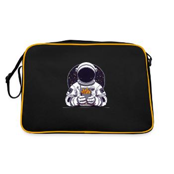 Funky Astronaut im Weltraum mit Pommes - Retro Tasche - Schwarz/Gold - Hinten