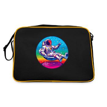 Funky Astronaut im Weltraum nimmt ein Bad - Retro Tasche - Schwarz/Gold - Hinten