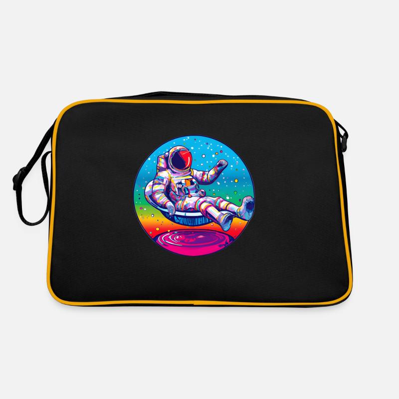 Un astronaute génial dans l’espace prend un bain - Sac Retro - noir/or