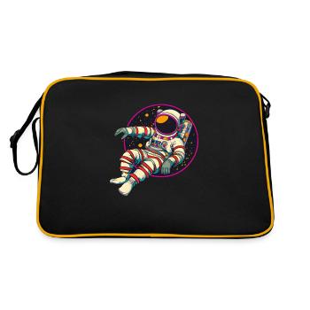 Funky Astronaut im Weltraum - Retro Tasche - Schwarz/Gold - Hinten