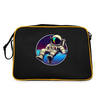 Funky Astronaut im Weltraum nimmt ein Bad - Retro Tasche - Schwarz/Gold - Hinten