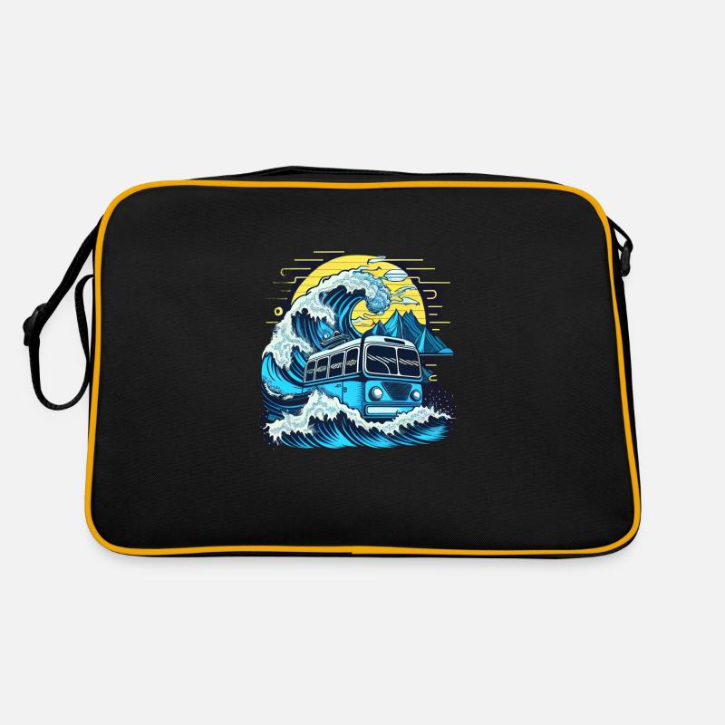 Fusion von Bus und Welle - Retro Tasche - Schwarz/Gold