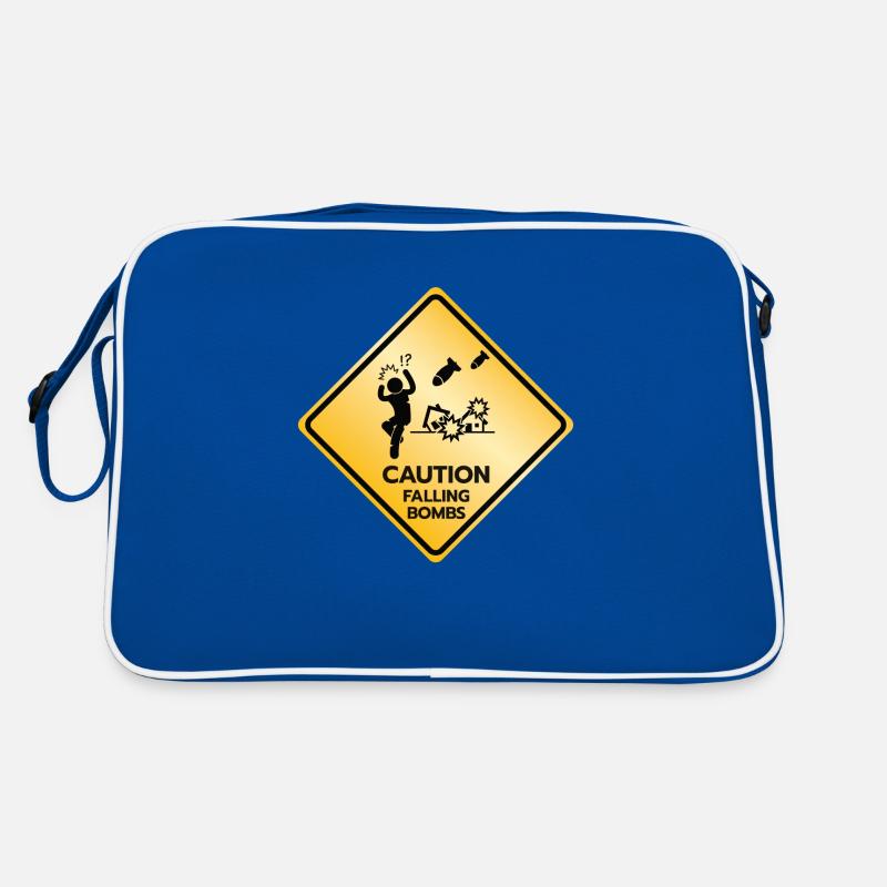 Caution Sign Falling Bombs Retro Bag