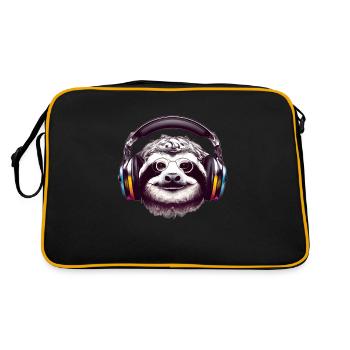 Paresseux avec lunettes et écouteurs écoute de la musique - Sac Retro - noir/or - Dos