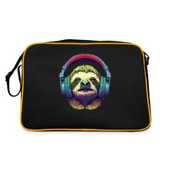 Cool paresseux avec des écouteurs écoute de la musique - Sac Retro - noir/or - Dos
