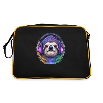 Cool paresseux avec des écouteurs écoute de la musique - Sac Retro - noir/or - Dos
