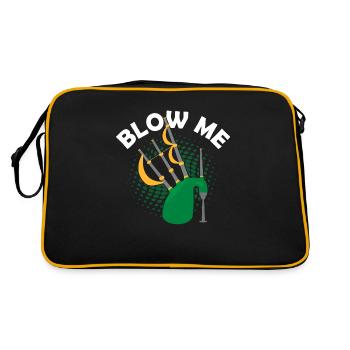 Blow Me Bagpiper Scotsman Bagpipe - Retro Tasche - Schwarz/Gold - Hinten