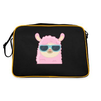 Coole Lama - Retro Tasche - Schwarz/Gold - Hinten
