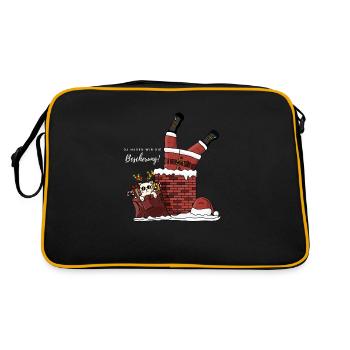 Weihnachten - Spruch - Geschenke - Katze - Retro Tasche - Schwarz/Gold - Hinten
