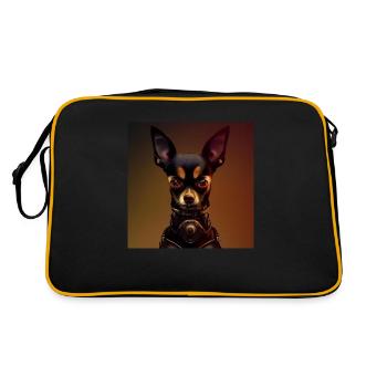 Chihuahua foncé en uniforme steampunk - Sac Retro - noir/or - Dos
