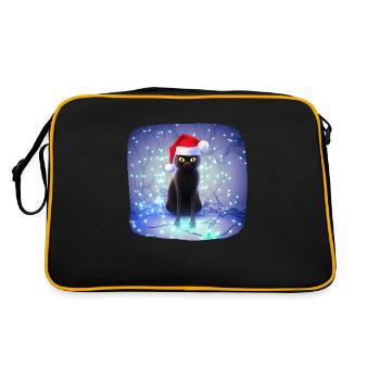 Cat wrapped in Christmas lights - Retro Bag - black/gold - Back