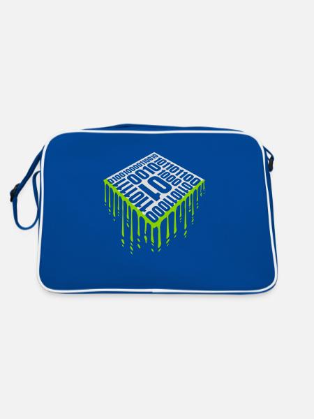 Binär Code Programm Sprache - Retro Tasche - Blau/Weiß - Hinten
