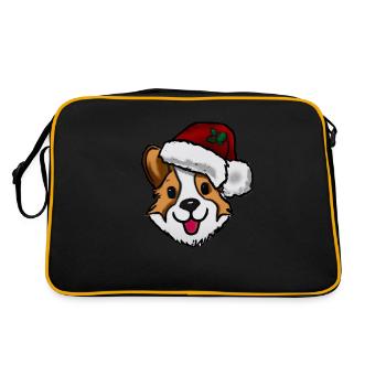 Sweet Corgi with Christmas Hat Christmas - Retro Bag - black/gold - Back