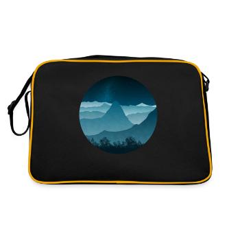 Nachtlandschaft mitten in den Bergen - Retro Tasche - Schwarz/Gold - Hinten