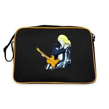 Typ mit Gitarre - Retro Tasche - Schwarz/Gold - Hinten