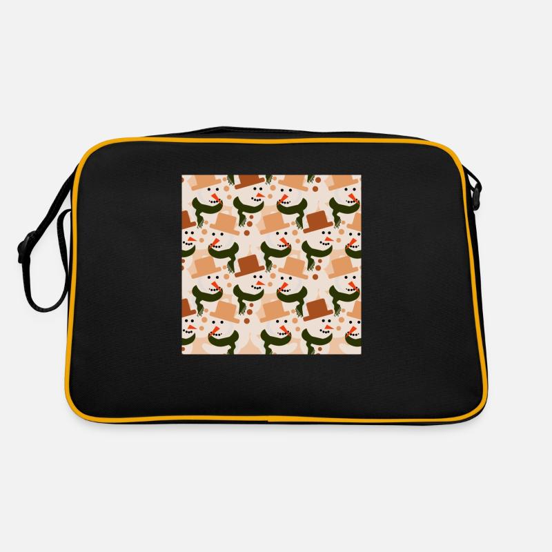 Schneemänner - Retro Tasche - Schwarz/Gold
