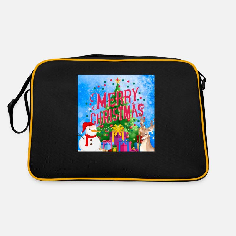 Frohe Weihnachten, Weihnachten - Retro Tasche - Schwarz/Gold