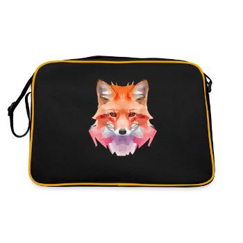 Abstrakter Polygon Fuchs - Retro Tasche - Schwarz/Gold - Hinten