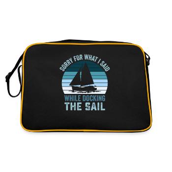 Segelboot Segelboot Humor Geschenk lustig Segelboot - Retro Tasche - Schwarz/Gold - Hinten