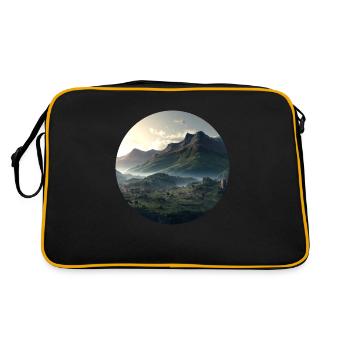 Beautiful mountain landscape in the fog - Retro Bag - black/gold - Back