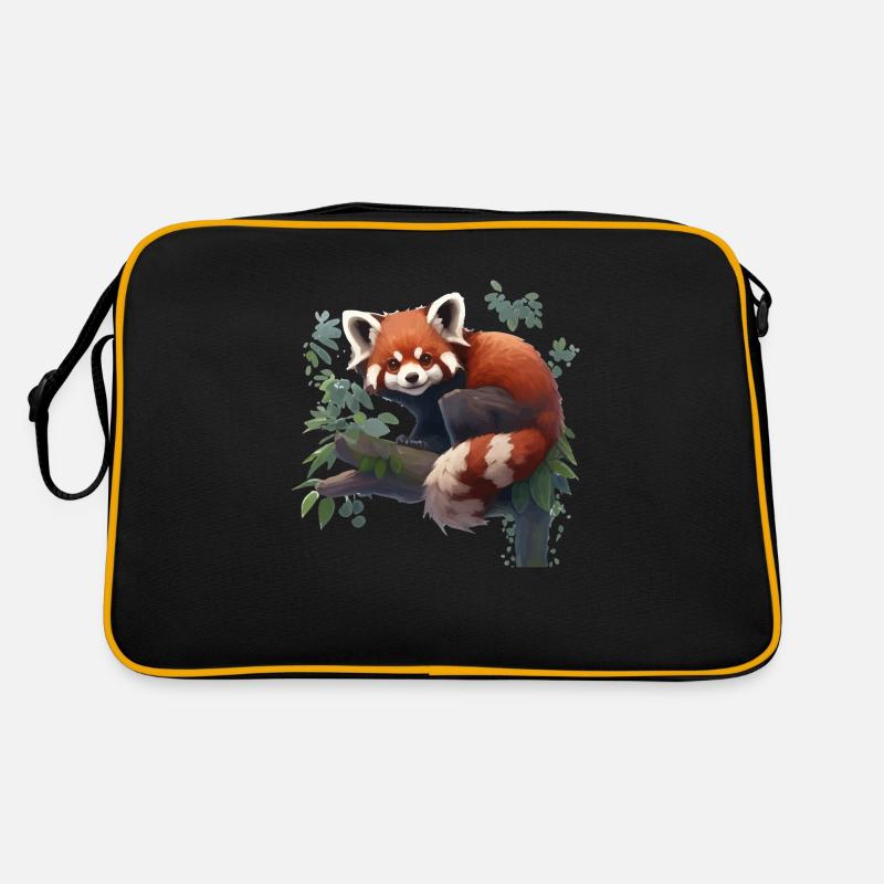 Roter Panda kleiner panda Red panda - Retro Tasche - Schwarz/Gold