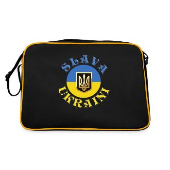 Slava Ukraini - Retro Tasche - Schwarz/Gold - Hinten