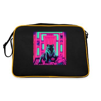 Wolf neon - Retro Tasche - Schwarz/Gold - Hinten