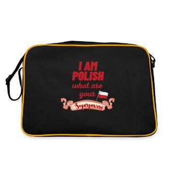 Ich bin polnisch was sind deine Superkräfte Polen - Retro Tasche - Schwarz/Gold - Hinten
