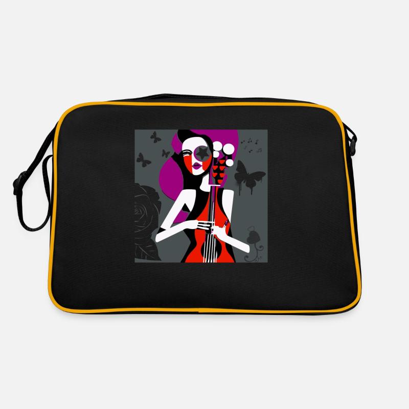 Musik Mädchen - Retro Tasche - Schwarz/Gold