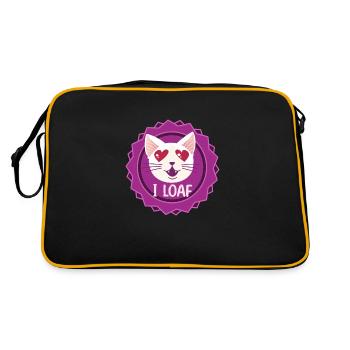 Valentine Heart-Eyed Cat - I Loaf U - Retro Bag - black/gold - Back