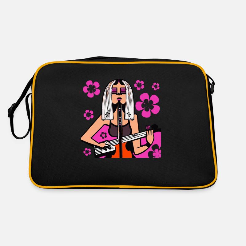 Musik Mädchen - Retro Tasche - Schwarz/Gold