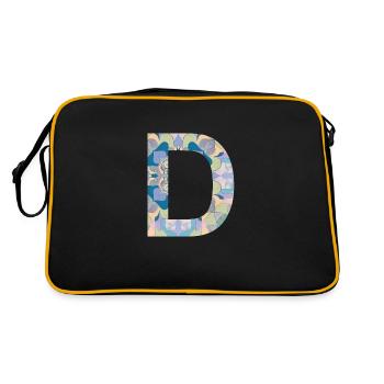 Letter D in mandala - Retro Bag - black/gold - Back