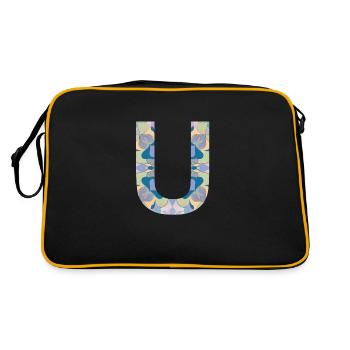 Letter U in mandala - Retro Bag - black/gold - Back