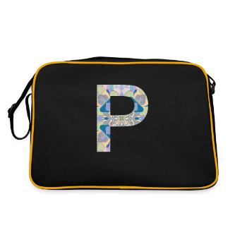 Letter P in mandala - Retro Bag - black/gold - Back