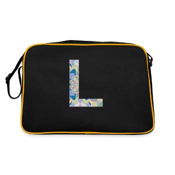 Letter L in mandala - Retro Bag - black/gold - Back
